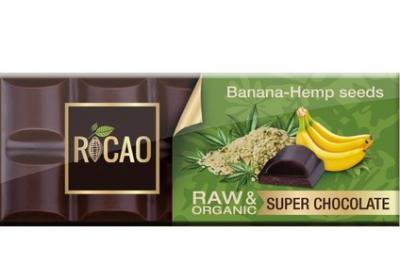 Čokoláda Rocao banán konopné semínko BIO RAW 38g